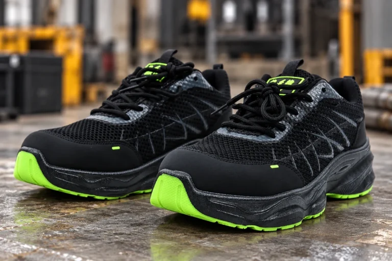 Black work shoes with lime details